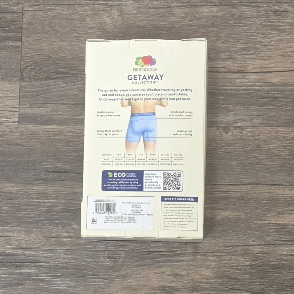 Fruit Of The Loom Men's Getaway Collection Boxer Briefs 3 Pack XL NEW - Picture 3 of 3